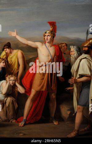 Rafael Tegeo (1798-1856). Spanischer Maler. Antilochus nimmt die Nachrichten der Kampf auf dem Körper des Patroklos zu Achilles. Öl auf Leinwand, 1831. Detail. Private Sammlung. Stockfoto