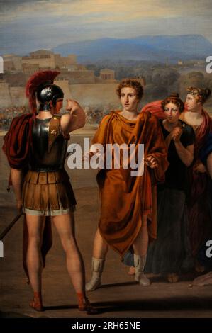 Rafael Tegeo (1798-1856). Spanischer Maler. Antilochus nimmt die Nachrichten der Kampf auf dem Körper des Patroklos zu Achilles. Öl auf Leinwand, 1831. Detail. Private Sammlung. Stockfoto