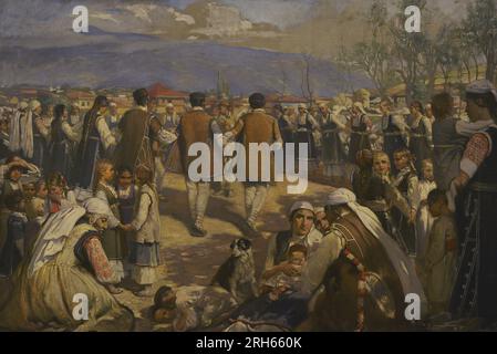 Ivan Mrkvicka (1856-1938). Tschechischer Maler. Round Dance (Shopsko Horo), 1892. Teilnahme der Kunstabteilung der Plovdiv-Ausstellung 1892. National Art Gallery Sofia, Bulgarien. Stockfoto