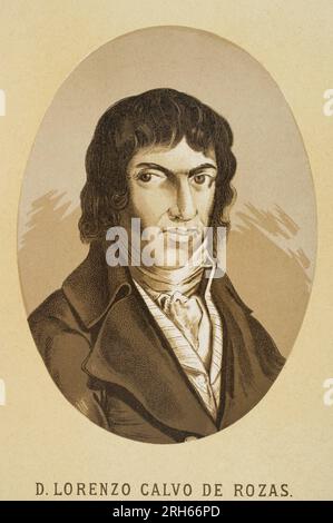 Lorenzo Calvo de Rozas (1773-1850). Spanischer liberaler Politiker und Schriftsteller. Porträt. Historia de la Revolucion Espanola (desde la Guerra de la Independencia a la Restauracion en Sagunto) von Vicente Blasco Ibanez. Band I. Veröffentlicht in Barcelona 1890. Stockfoto