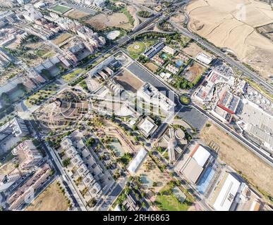 Der Universitätscampus von Huelva aus der Vogelperspektive. Die Universität von Huelva ist eine spanische öffentliche Universität und gehört zum Campus von Inter Stockfoto