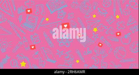 Zurück zur Schule Hand gezeichnet, Kritzel und Vektorillustration Stock Vektor