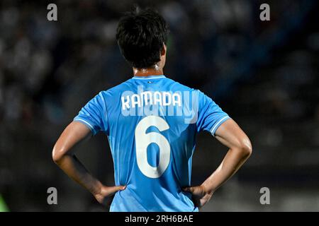 Latina, Italien. 14. Aug. 2023. Daichi Kamada von SS Lazio während eines Vorsaison-Freundschaftsspiels zwischen Latina Calcio 1932 und SS Lazio im Stadion Domenico Francioni in Latina (Italien), 13h. August 2023. Kredit: Insidefoto di andrea staccioli/Alamy Live News Stockfoto