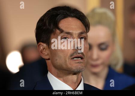 Monza, Italien. 8. Aug. 2023. Pier Silvio Berlusconi beobachtet das Spiel Trofeo Silvio Berlusconi im U-Power Stadium, Monza. Der Bildausdruck sollte lauten: Jonathan Moscrop/Sportimage Credit: Sportimage Ltd/Alamy Live News Stockfoto