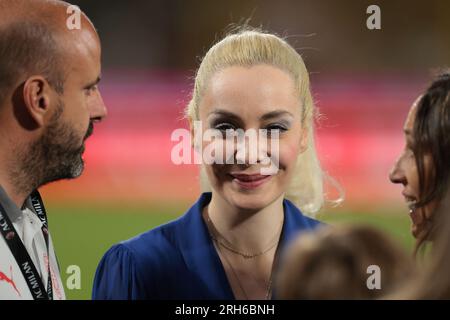 Monza, Italien, 8. August 2023. Marta Fascina beobachtet das Spiel Trofeo Silvio Berlusconi im U-Power Stadium in Monza. Der Bildausdruck sollte lauten: Jonathan Moscrop/Sportimage Stockfoto