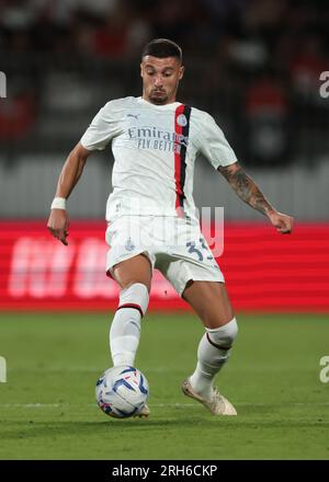 Monza, Italien. 8. Aug. 2023. Rade Krunic von AC Mailand während des Spiels Trofeo Silvio Berlusconi im U-Power Stadium in Monza. Der Bildausdruck sollte lauten: Jonathan Moscrop/Sportimage Credit: Sportimage Ltd/Alamy Live News Stockfoto