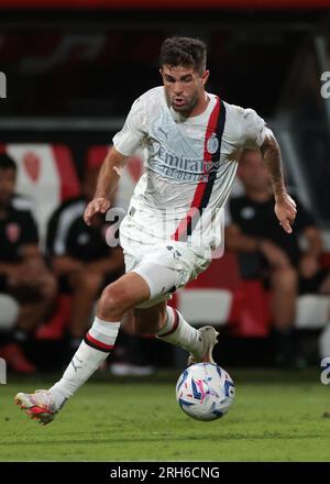 Monza, Italien. 8. Aug. 2023. Christian Pulisic von AC Mailand während des Spiels Trofeo Silvio Berlusconi im U-Power Stadium in Monza. Der Bildausdruck sollte lauten: Jonathan Moscrop/Sportimage Credit: Sportimage Ltd/Alamy Live News Stockfoto