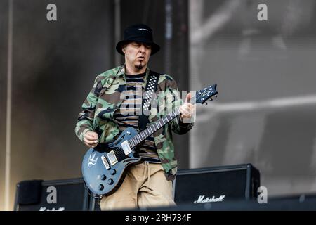 Mailand, Italien. 02. Juli 2023. MAILAND, ITALIEN - JULI 2: Martin Ace Kent von Skunk Anansie tritt am 2. Juli 2023 auf der I-Days 2023 Ippodromo Snai La Maura Milan in Mailand auf. (Foto: Roberto Finizio/NurPhoto) Kredit: NurPhoto SRL/Alamy Live News Stockfoto