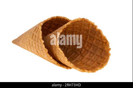 Waffelkonen isoliert auf weißem Hintergrund Stockfoto