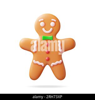 3D Holiday Gingerbread man Cookie Stock Vektor