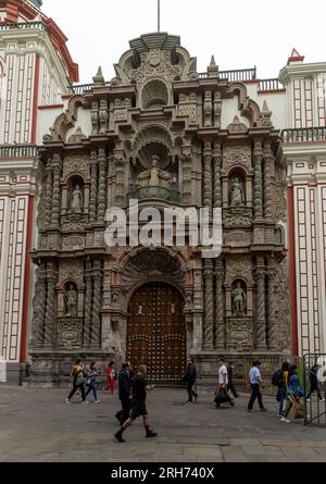 Eingangsfassade, Basilika und Priory Nuestra Señora de la Merced, Lima Peru Stockfoto