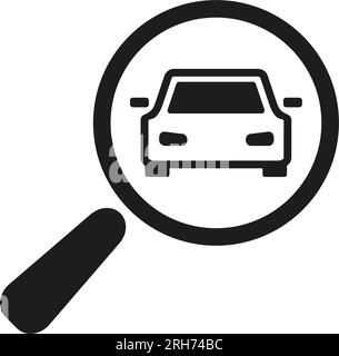 Fahrzeug mit Lupe als Auswahlsymbol Stock Vektor