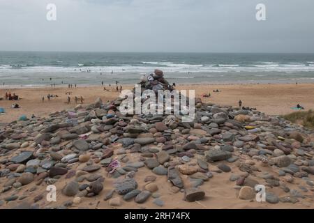 Schwelgen Sie dem fiktiven Charakter „Dobby“ in Freshwater East, Pembrokeshire, Wales. Stockfoto