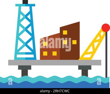 Symbol für Offshore-Ölförderplattform Stock Vektor