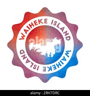 Waiheke Island Low Poly Logo. Farbenfrohes Reiselogo mit Verlaufsverlauf im geometrischen Stil. Stock Vektor