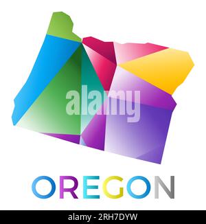 Helle Oregon-Form. Mehrfarbiges US-State-Logo im geometrischen Stil. Modernes, trendiges Design. Bezaubernde Vektor-Illustration. Stock Vektor