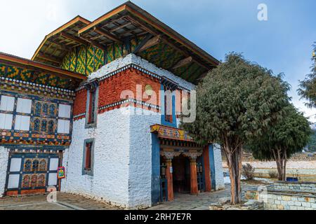 Der Jambay Lhakhang Tempel in Bumthang Jakar in Bhutan Stockfoto