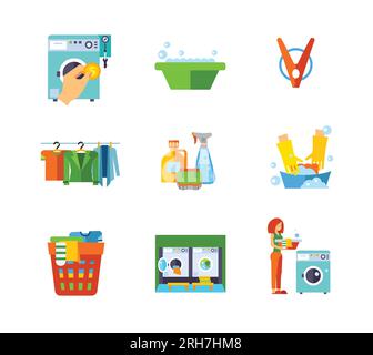 Wäschesymbol-Set Stock Vektor