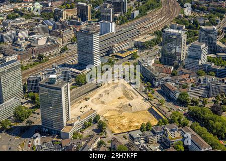 Luftaufnahme, Campus Essener Baustelle am Hauptbahnhof, Südviertel, Essen, Ruhrgebiet, Nordrhein-Westfalen, Deutschland Stockfoto