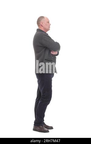 Reifer Mann in lässiger Kleidung.isoliert auf weißem Hintergrund. Stockfoto