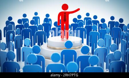 Öffentliche Lautsprecher Rot Abbildung mit blauen Zahlen eine Rede umgeben. Stockfoto