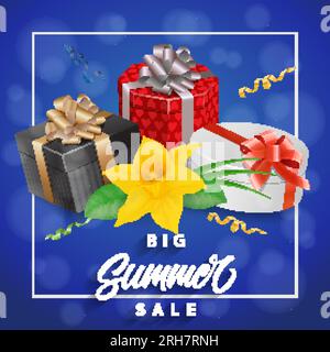 Schriftzug für große Sommerangebote im Rahmen Stock Vektor