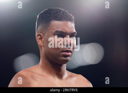 MANCHESTER, GROSSBRITANNIEN. 14. Aug. 2023. Casemiro von Manchester United während des Premier League-Spiels in Old Trafford, Manchester. Das Bild sollte lauten: Andrew Yates/Sportimage Credit: Sportimage Ltd/Alamy Live News Stockfoto