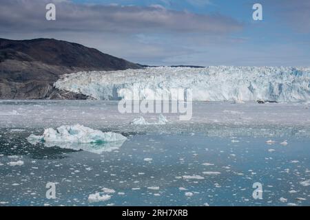 Westgrönland, Baffin Bay, Paul-Emile Victor, Eqi-Gletscher alias Eqip Sermia. Gilt als der aktivste Kalbgletscher Grönlands. Stockfoto