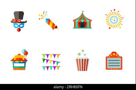Karneval und Kino-Ikonenset Stock Vektor