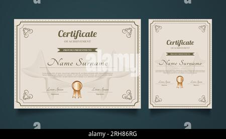 Zertifikatvorlage mit abstraktem Ornament im klassischen Stil Stock Vektor