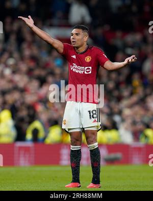 Manchester, Großbritannien. 14. Aug. 2023. Casemiro von Manchester United während des Premier League-Spiels in Old Trafford, Manchester. Das Bild sollte lauten: Andrew Yates/Sportimage Credit: Sportimage Ltd/Alamy Live News Stockfoto