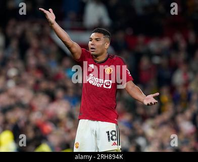 Manchester, Großbritannien. 14. Aug. 2023. Casemiro von Manchester United während des Premier League-Spiels in Old Trafford, Manchester. Das Bild sollte lauten: Andrew Yates/Sportimage Credit: Sportimage Ltd/Alamy Live News Stockfoto