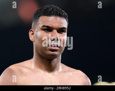 Manchester, Großbritannien. 14. Aug. 2023. Casemiro von Manchester United während des Premier League-Spiels in Old Trafford, Manchester. Das Bild sollte lauten: Andrew Yates/Sportimage Credit: Sportimage Ltd/Alamy Live News Stockfoto