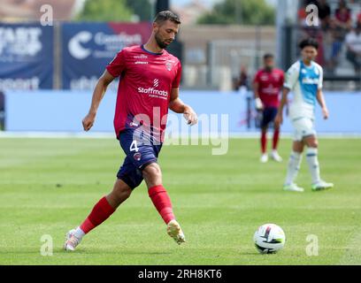 Clermont Ferrand, Frankreich. 14. Aug. 2023. Mateusz Wieteska von Clermont während des Fußballspiels der französischen Meisterschaft Ligue 1 zwischen Clermont Foot 63 und AS Monaco am 13. August 2023 im Stadion Gabriel-Montbite in Clermont-Ferrand, Frankreich - Photo Jean Catuffe/DPPI Credit: DPPI Media/Alamy Live News Stockfoto