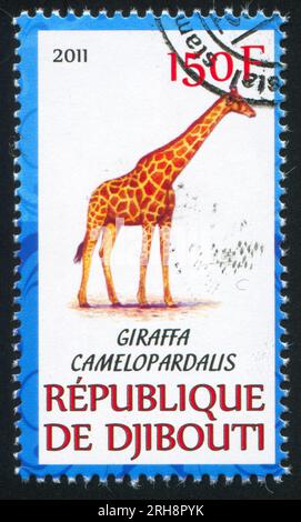 DSCHIBUTI - UM 2011: Stempel gedruckt von Dschibuti, zeigt Giraffe, um 2011 Stockfoto