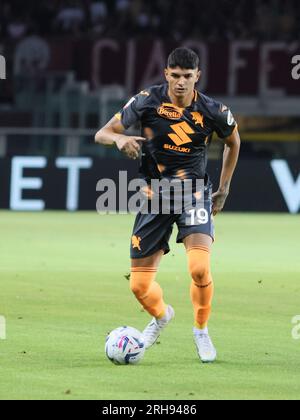 Turin, Italien. 14. Aug. 2023. Raoul Bellanova (Turin FC) während des Spiels Turin FC gegen Feralpisalo, italienischer Fußball Coppa Italia in Turin, Italien, August 14 2023 Kredit: Independent Photo Agency/Alamy Live News Stockfoto