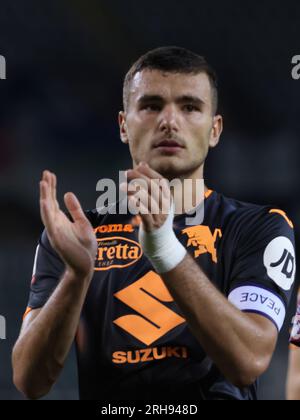 Turin, Italien. 14. Aug. 2023. Alessandro Buongiorno (Turin FC) während des Spiels Turin FC gegen Feralpisalo, italienischer Fußball Coppa Italia in Turin, Italien, August 14 2023 Kredit: Independent Photo Agency/Alamy Live News Stockfoto