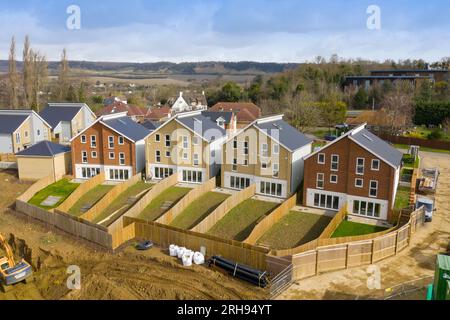 Luftaufnahme von Castle View Housing, Maidstone, Kent, Baustelle im Bau Stockfoto