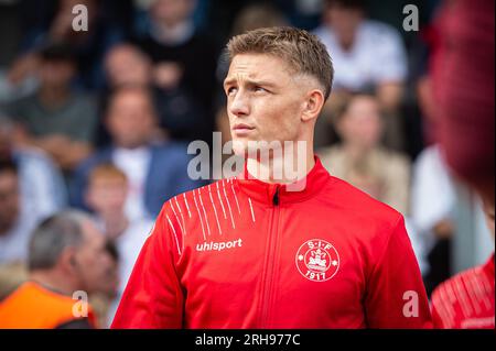 Aarhus, Dänemark. 13., 2023. August. Oliver Sonne von Silkeborg, gesehen während des 3F. Superliga-Spiels zwischen Aarhus GF und Silkeborg IF im Ceres Park in Aarhus. (Foto: Gonzales Photo - Morten Kjaer). Stockfoto