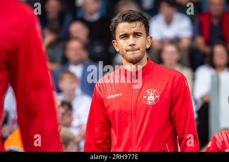 Aarhus, Dänemark. 13., 2023. August. Frederik Carlsen von Silkeborg, gesehen während des 3F. Superliga-Spiels zwischen Aarhus GF und Silkeborg IF im Ceres Park in Aarhus. (Foto: Gonzales Photo - Morten Kjaer). Stockfoto