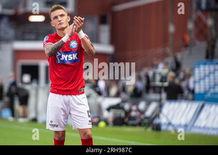 Aarhus, Dänemark. 13., 2023. August. Oliver Sonne von Silkeborg, gesehen nach dem 3F. Superliga-Spiel zwischen Aarhus GF und Silkeborg im Ceres Park in Aarhus. (Foto: Gonzales Photo - Morten Kjaer). Stockfoto