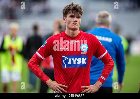 Aarhus, Dänemark. 13., 2023. August. Alexander Busch von Silkeborg, gesehen nach dem 3F. Superliga-Spiel zwischen Aarhus GF und Silkeborg im Ceres Park in Aarhus. (Foto: Gonzales Photo - Morten Kjaer). Stockfoto