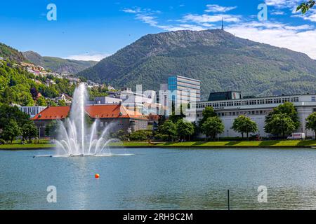 Blick über den Lille Lungegardsvannet Park in Trondheim Stockfoto