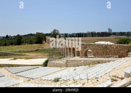 Das Acre Ottoman Aquädukt in der Nähe von Kibbutz Lohamei Hagetaot im westlichen Galiläa in Israel. Stockfoto