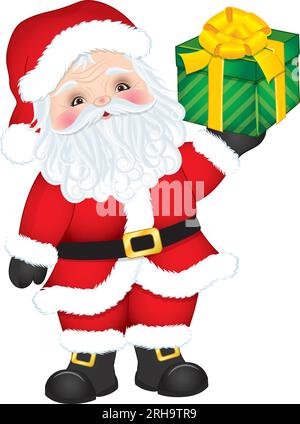 Vector Cartoon Weihnachtsmann mit Weihnachtsgeschenkbox Stock Vektor