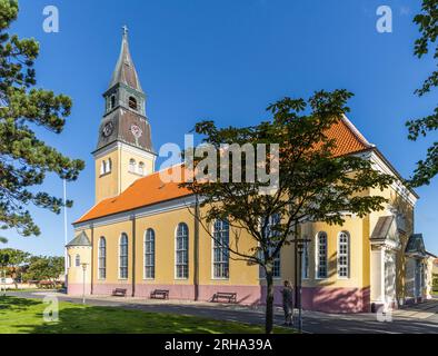 Skagen Church befindet sich im historischen Stadtzentrum von Skagen, Dänemark. Stockfoto