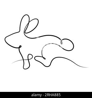 Hase zieht für ostern, das Herbstfest, Logo, Deko, etc. Durchgehende Linien Linienstil des Kalligraphen Stock Vektor