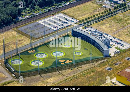 Luftaufnahme, Topgolf Course im Westfield Centro Shopping Center, Neue Mitte, Borbeck, Oberhausen, Ruhrgebiet, Nordrhein-Westfalen, Deutschland, DE, Dri Stockfoto