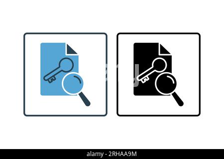 Schlüsselwortsymbol. Symbol für Suchmaschinenoptimierung. Geeignet für Website-Design, App, Benutzeroberflächen. Solider Symbolstil. Einfaches Vektordesign e Stock Vektor