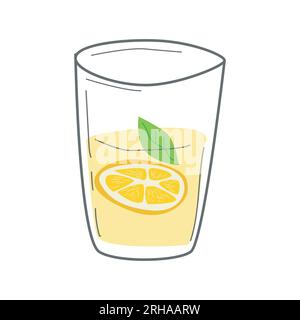 Erfrischende Limonade in Glas mit Zitronenscheibe Stock Vektor
